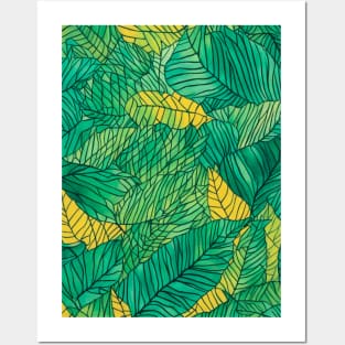 Stunning Green Leaves Pattern Artwork Posters and Art